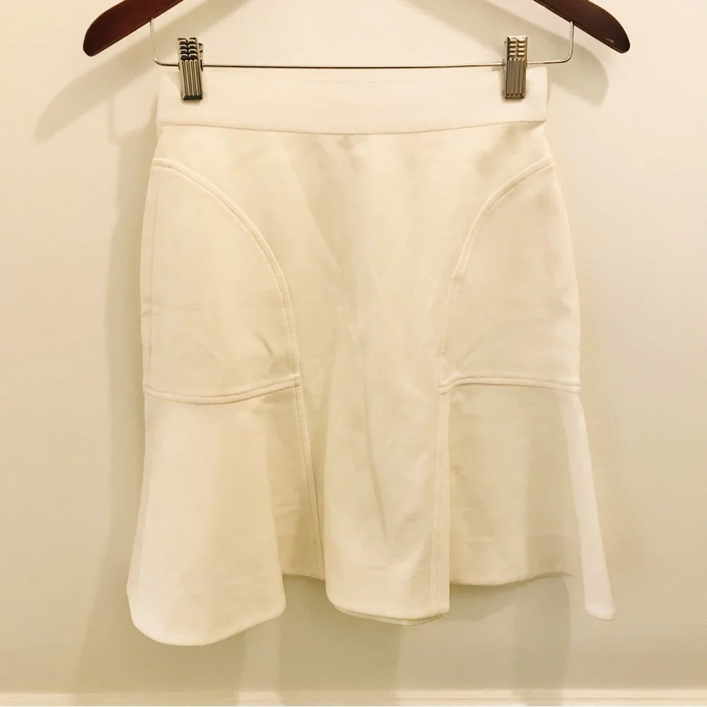 Rebecca Taylor Fit and Flare Skirt 0 white cotton silk - Picture 1 of 8